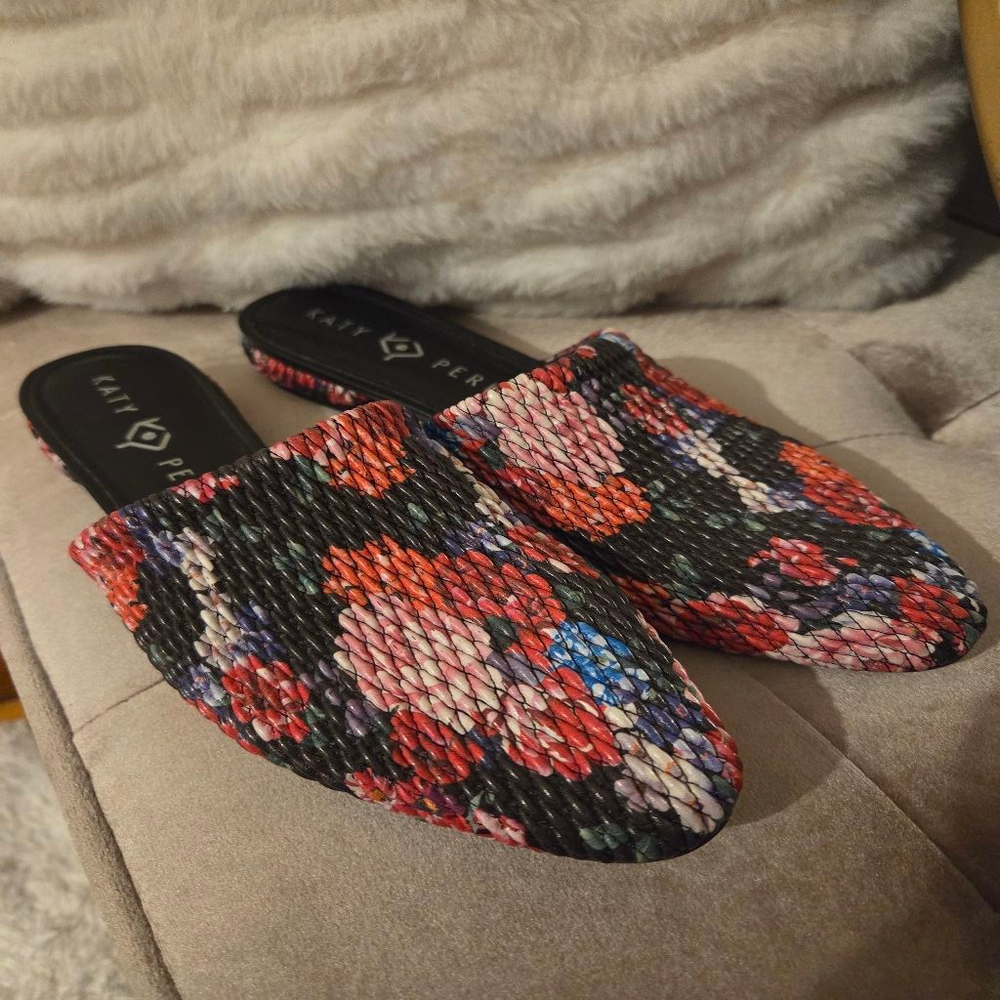 Women's Katy Perry Floral Mules & Clogs in Black and Red